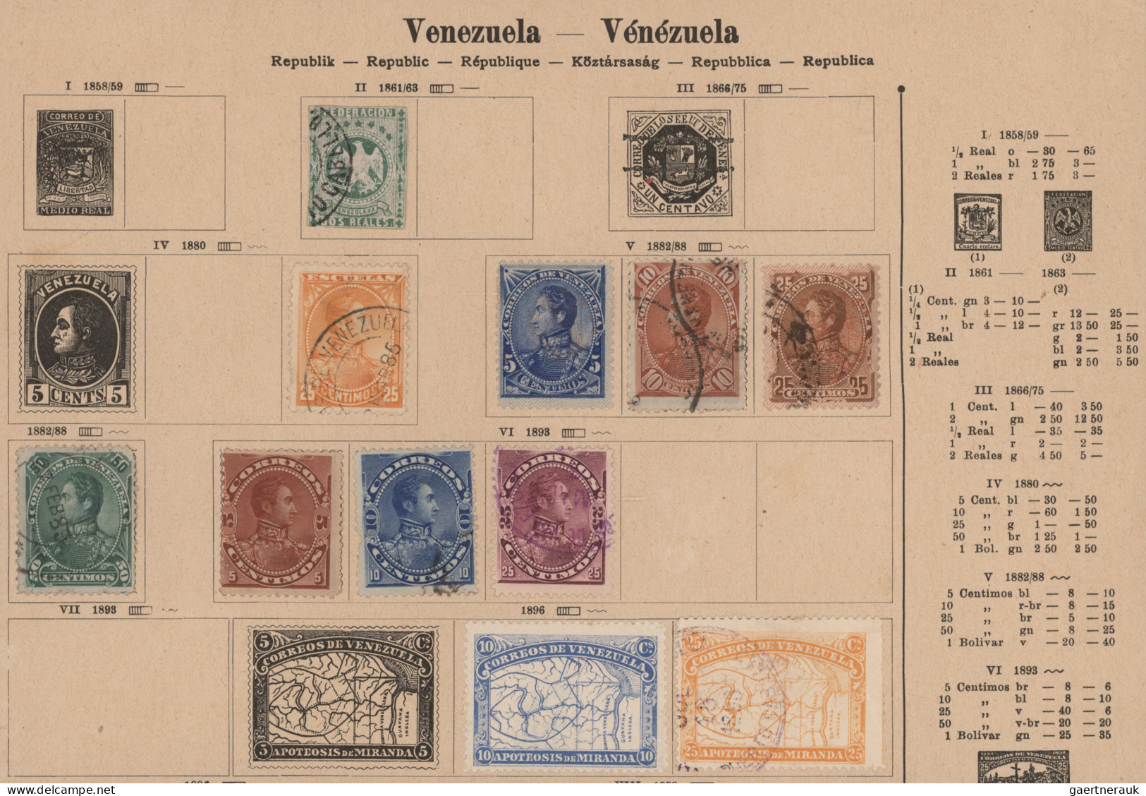 Venezuela: 1859/1900 (ca.), Accumulation Including A Medio Real 1863 In A **/* B - Venezuela