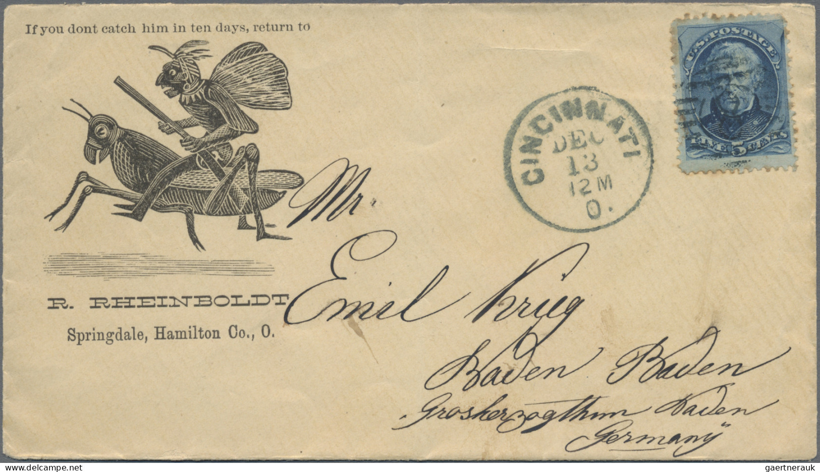 United States: 1850/1922 Four Covers Including 1851 3c. Strip Of Three + 1c. On - Covers & Documents