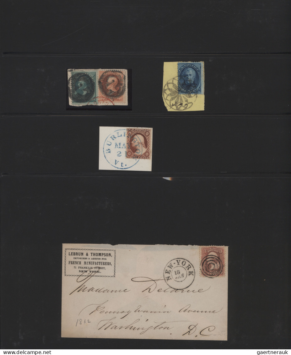 United States: 1851/1920's: Collection of more than 500 used stamps and 14 cover
