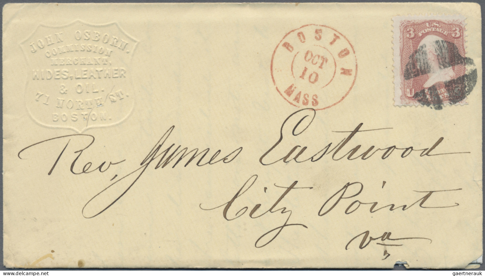 United States: 1864/1883, Group Of Six Covers, E.g. Blue Rimless "BALTIMORE", Bl - Covers & Documents