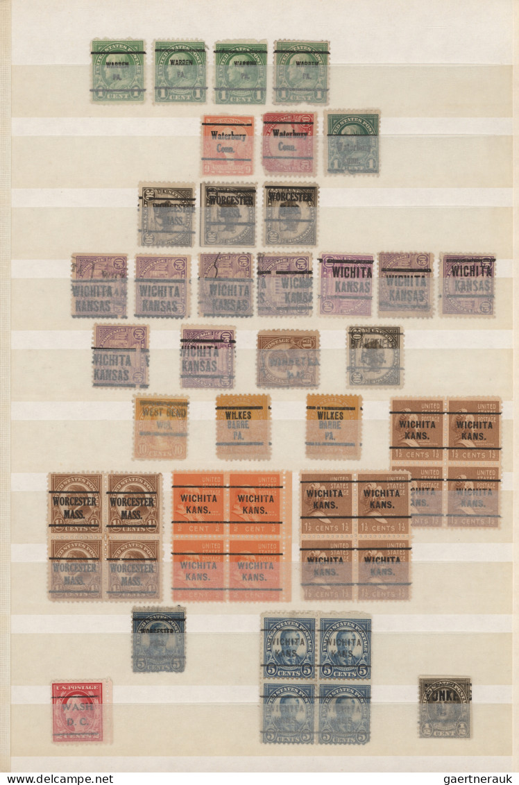 United States Of America: 1892-1930's (c.): About 1300 Stamps With Pre-cancellat - Preobliterati