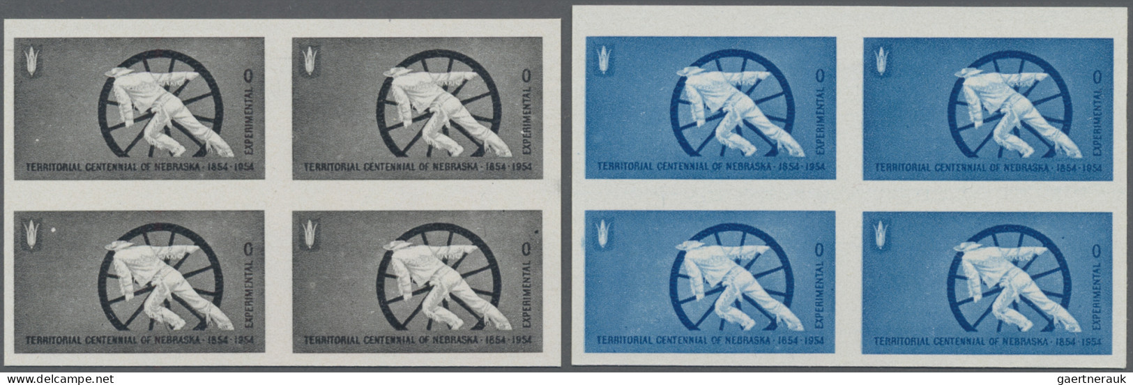 United States Of America: 1954, Nebraska Test Stamps, Design "Frontier Man Pushe - Other