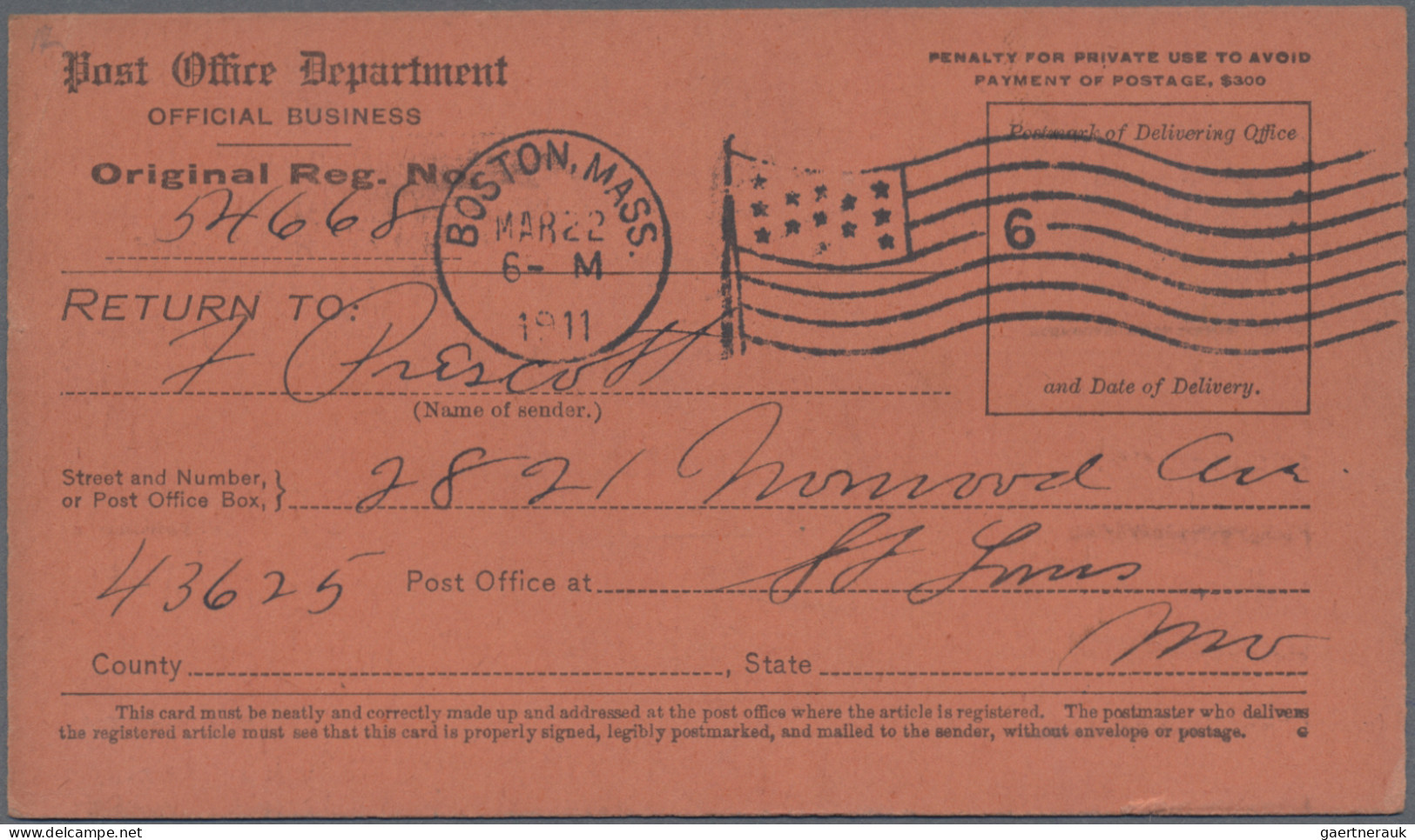 United States - Postal Stationary: 1890/1945, Collection Of Ca. 614 Official Bus - Other & Unclassified