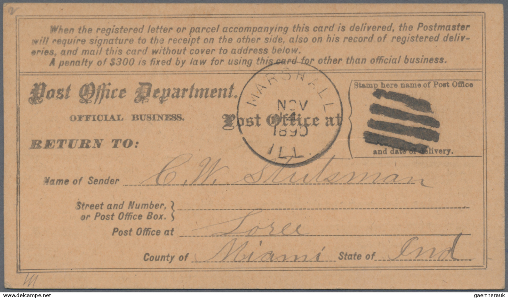 United States - Postal Stationary: 1890/1945, Collection Of Ca. 614 Official Bus - Other & Unclassified