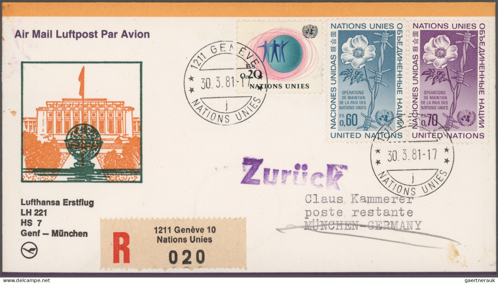 United Nations: 1953/1988, balance of apprx. 420 covers/cards, incl. "blue" and