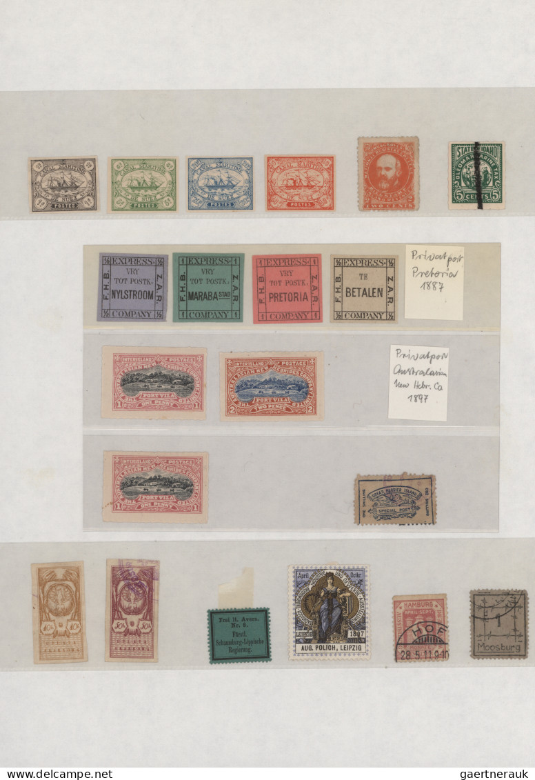 World Wide: 1860/1990 (ca.), comprehensive collection of local mail stamps, priv