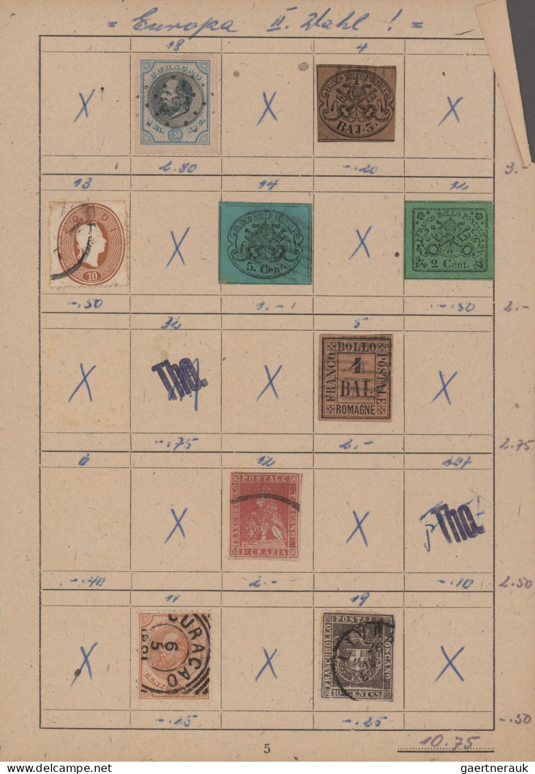 World Wide: 1850/1920 (ca.), Used And Unused Assortment On Four Approval Pages A - Collections (sans Albums)