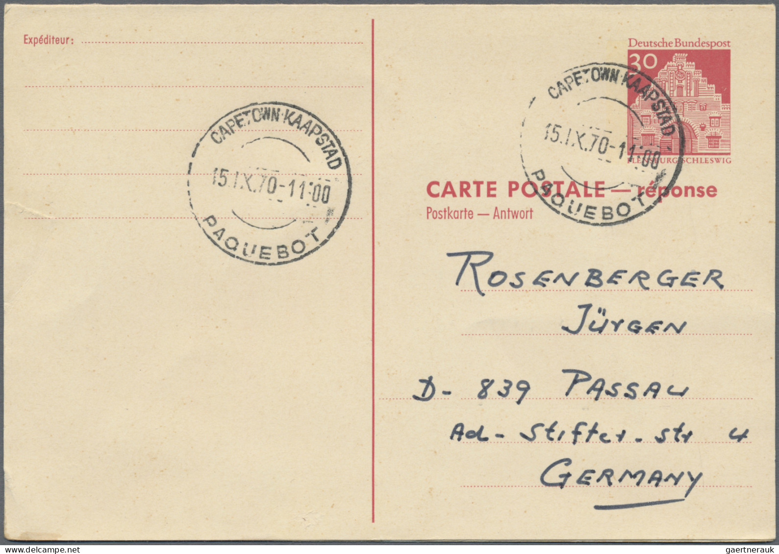 Africa: 1970/1971, West Berlin: 30/30 Pf Red 'buildings' Postal Stationery Reply - Africa (Other)