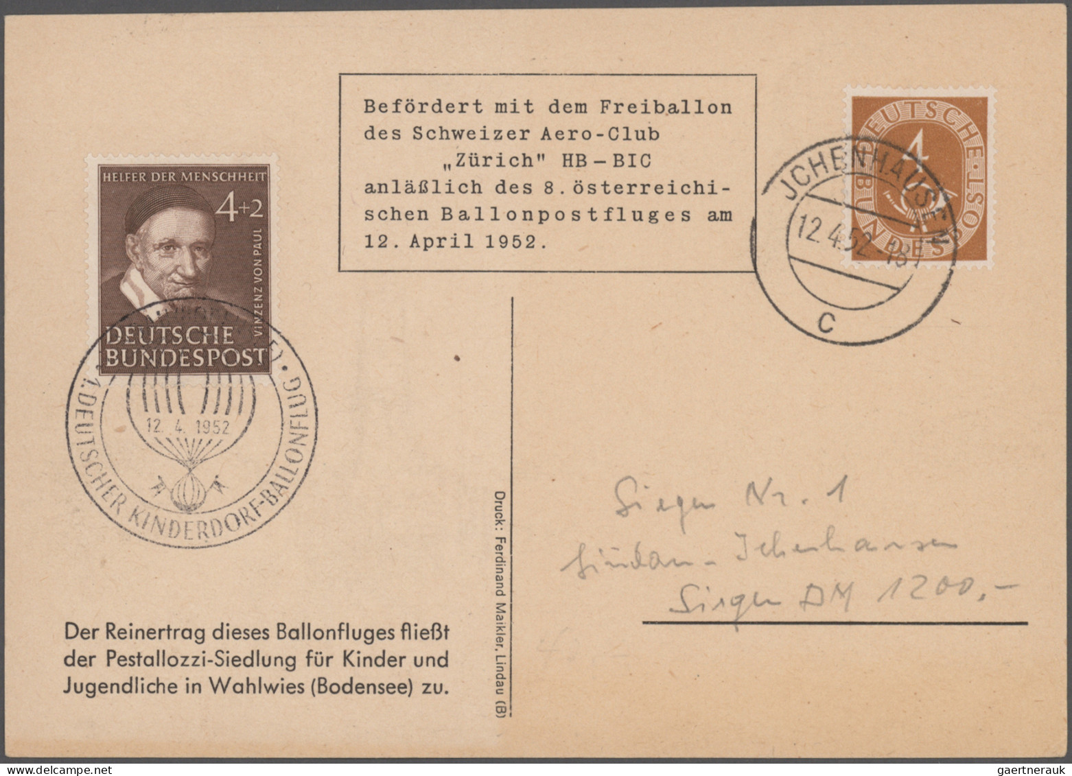 Balloon Mail: 1912/1964, Deutsche/Österreichische Ballonpost, Partie Von 16 Bele - Montgolfier