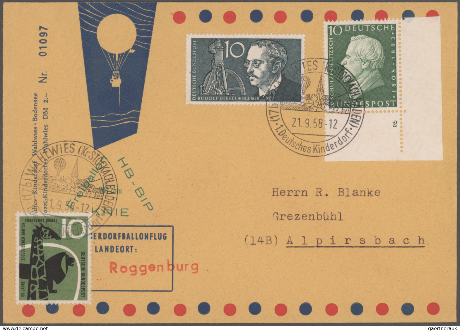 Balloon Mail: 1912/1964, Deutsche/Österreichische Ballonpost, Partie Von 16 Bele - Luchtballons