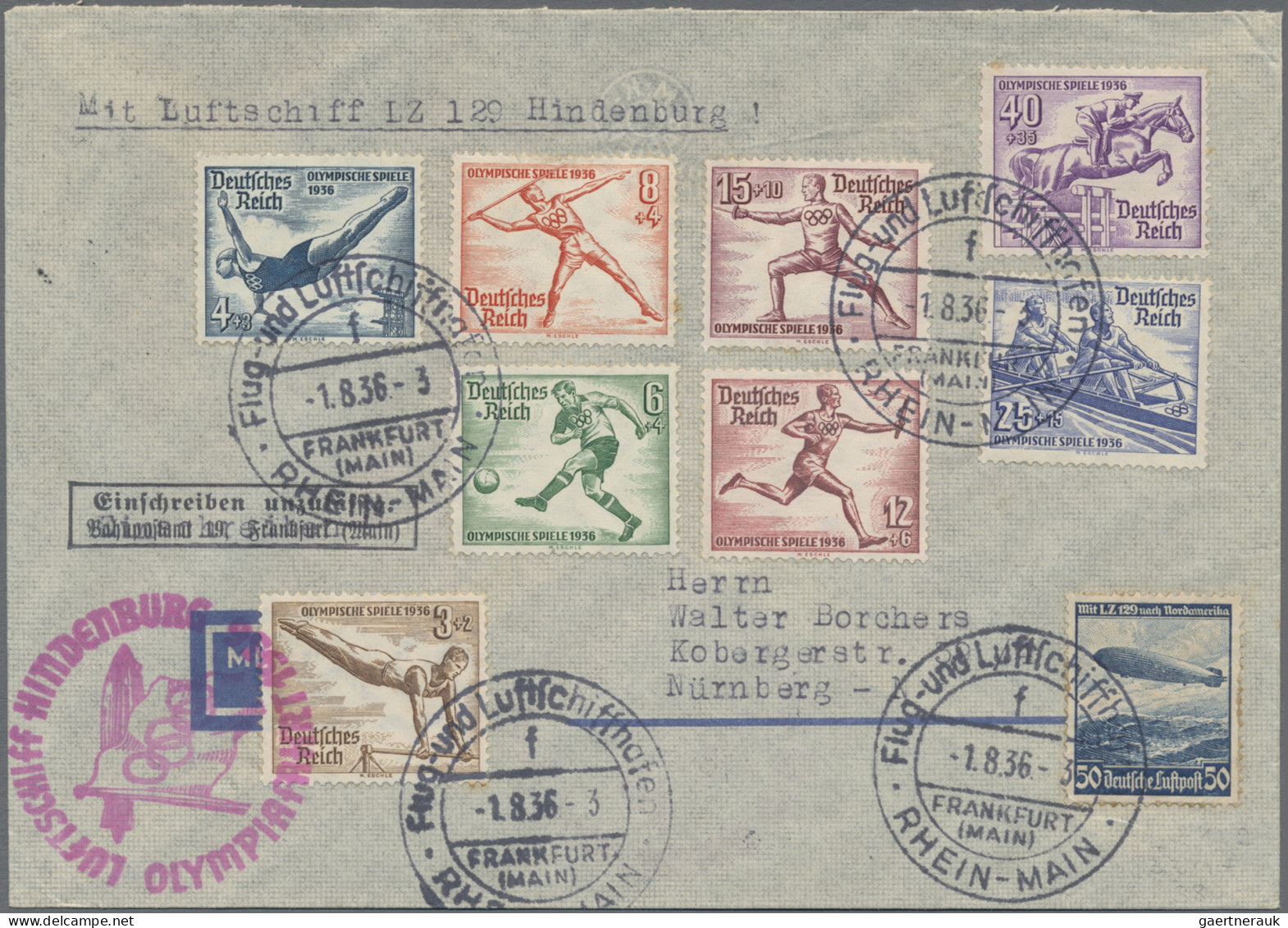 Air Mail - Germany: 1912/1939, Partie Von 35 Briefen Und Karten Ab Rhein/Main 19 - Correo Aéreo & Zeppelin