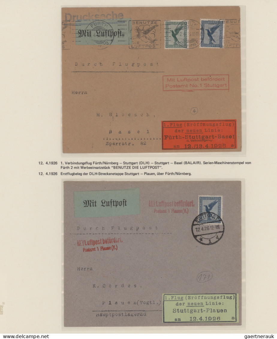 Air Mail - Germany: 1919/1928, interessante Ausstellungs-Sammlung auf 72 sehr sa