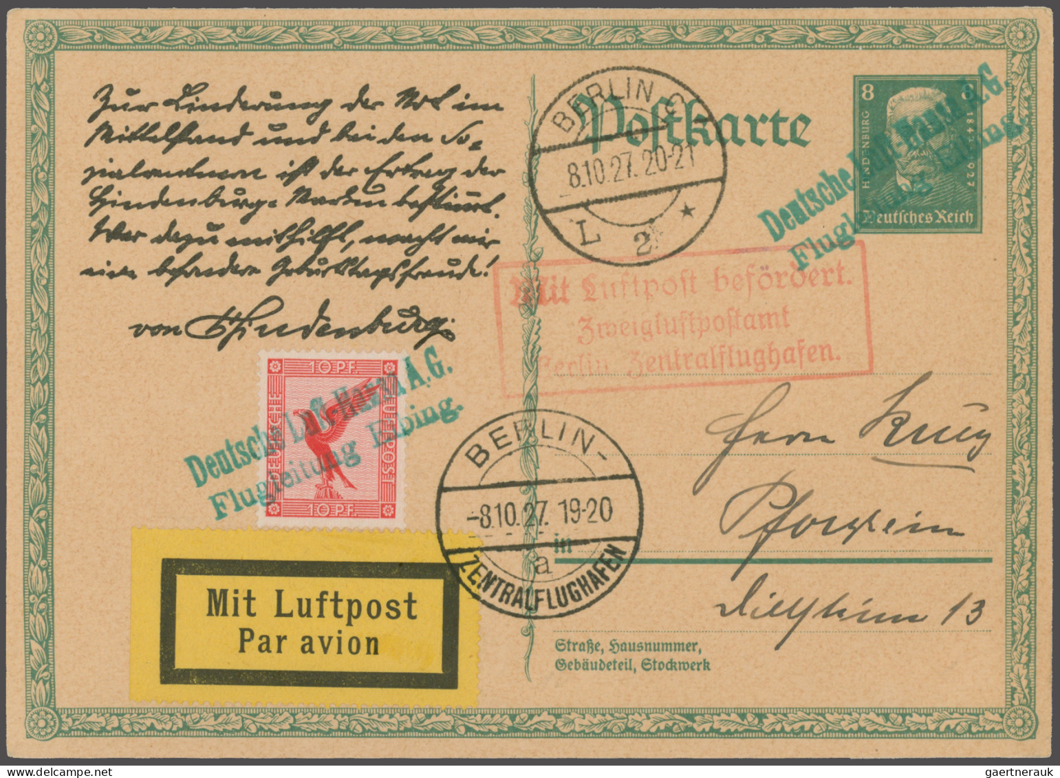 Air Mail - Germany: 1919/1937, Interessante Sammlung Mit Ca. 110 Meist Erstflugb - Correo Aéreo & Zeppelin