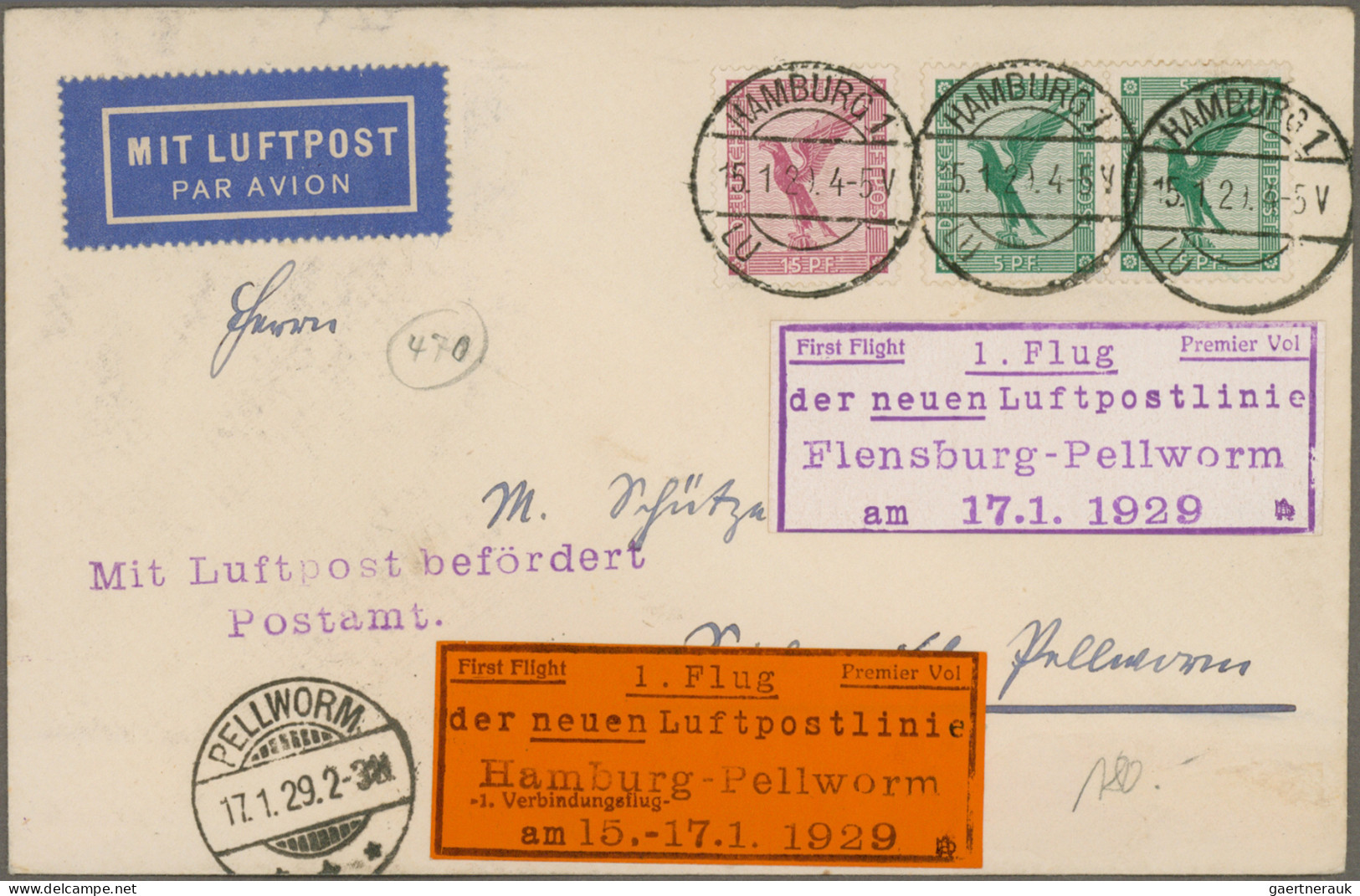 Air Mail - Germany: 1919/1938, Interessante Sammlung Mit über 300 Meist Erstflug - Correo Aéreo & Zeppelin