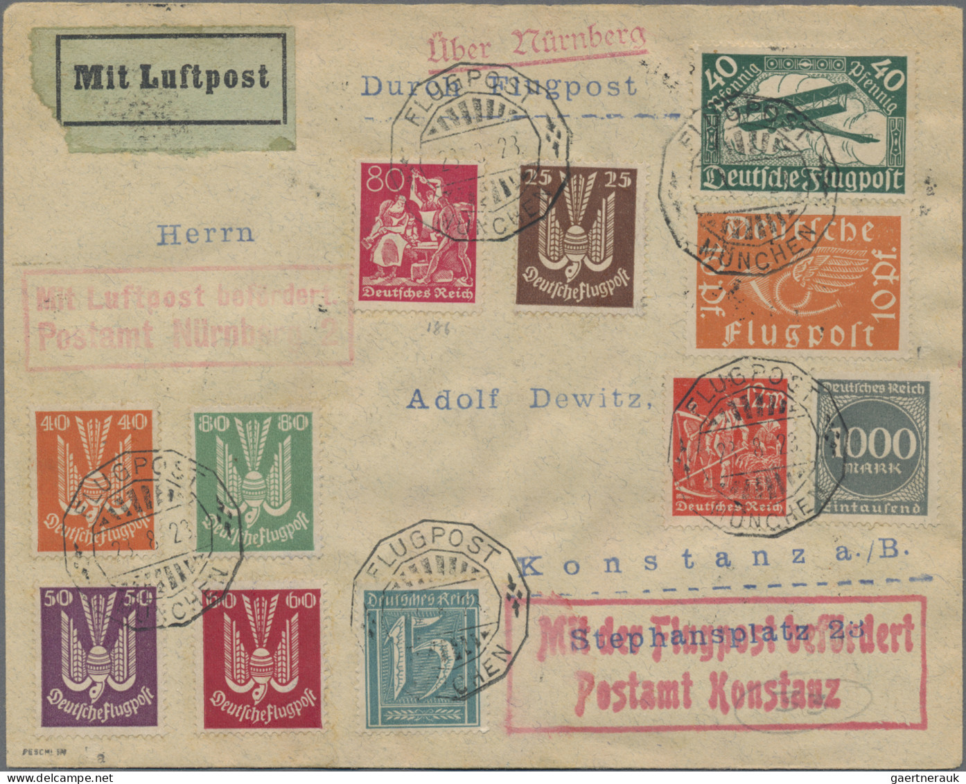 Air Mail - Germany: 1921/1934, Saubere Partie Von 16 Flugpost-Belegen Dt.Reich D - Luft- Und Zeppelinpost