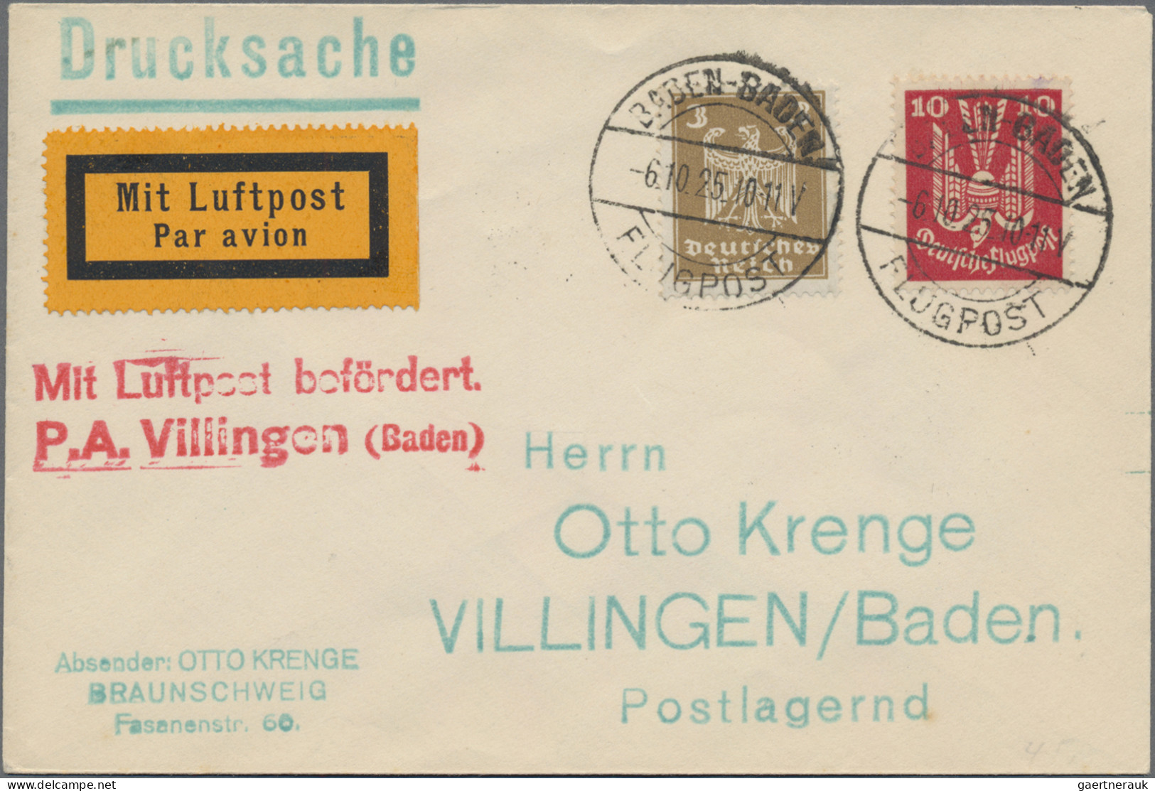 Air Mail - Germany: 1921/1934, saubere Partie von 16 Flugpost-Belegen Dt.Reich d