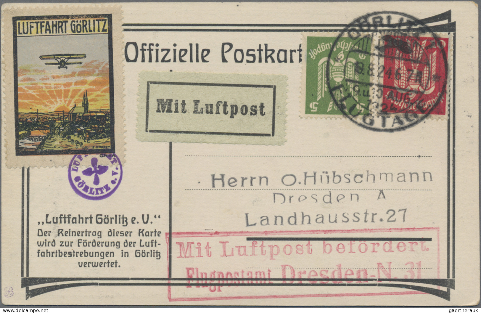 Air Mail - Germany: 1921/1934, saubere Partie von 16 Flugpost-Belegen Dt.Reich d