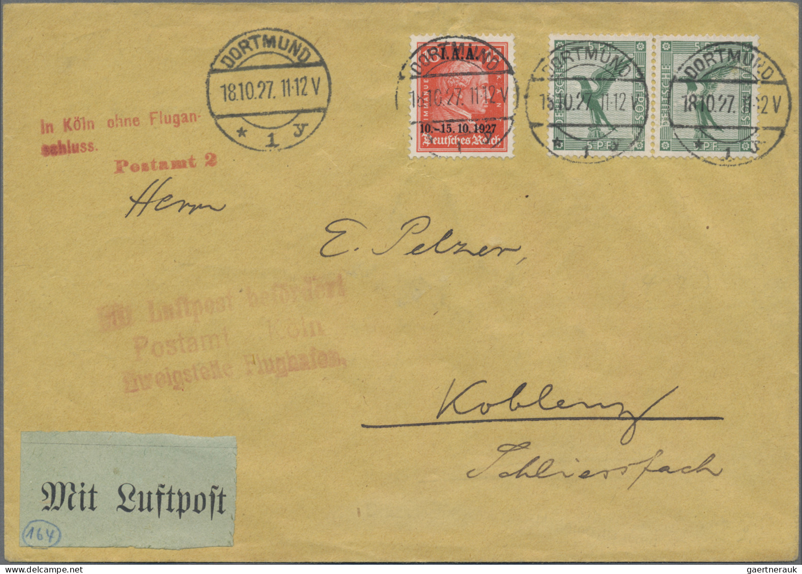 Air Mail - Germany: 1921/1934, saubere Partie von 16 Flugpost-Belegen Dt.Reich d