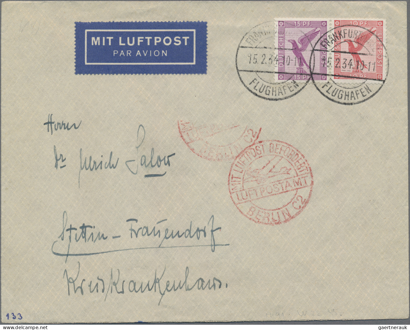 Air Mail - Germany: 1921/1934, saubere Partie von 16 Flugpost-Belegen Dt.Reich d