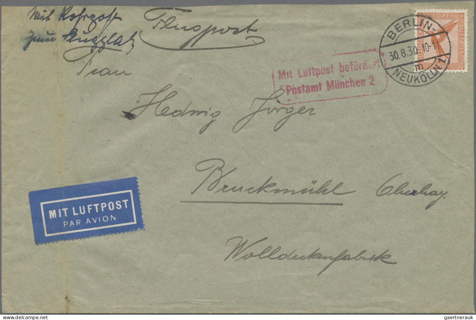 Air Mail - Germany: 1921/1934, saubere Partie von 16 Flugpost-Belegen Dt.Reich d