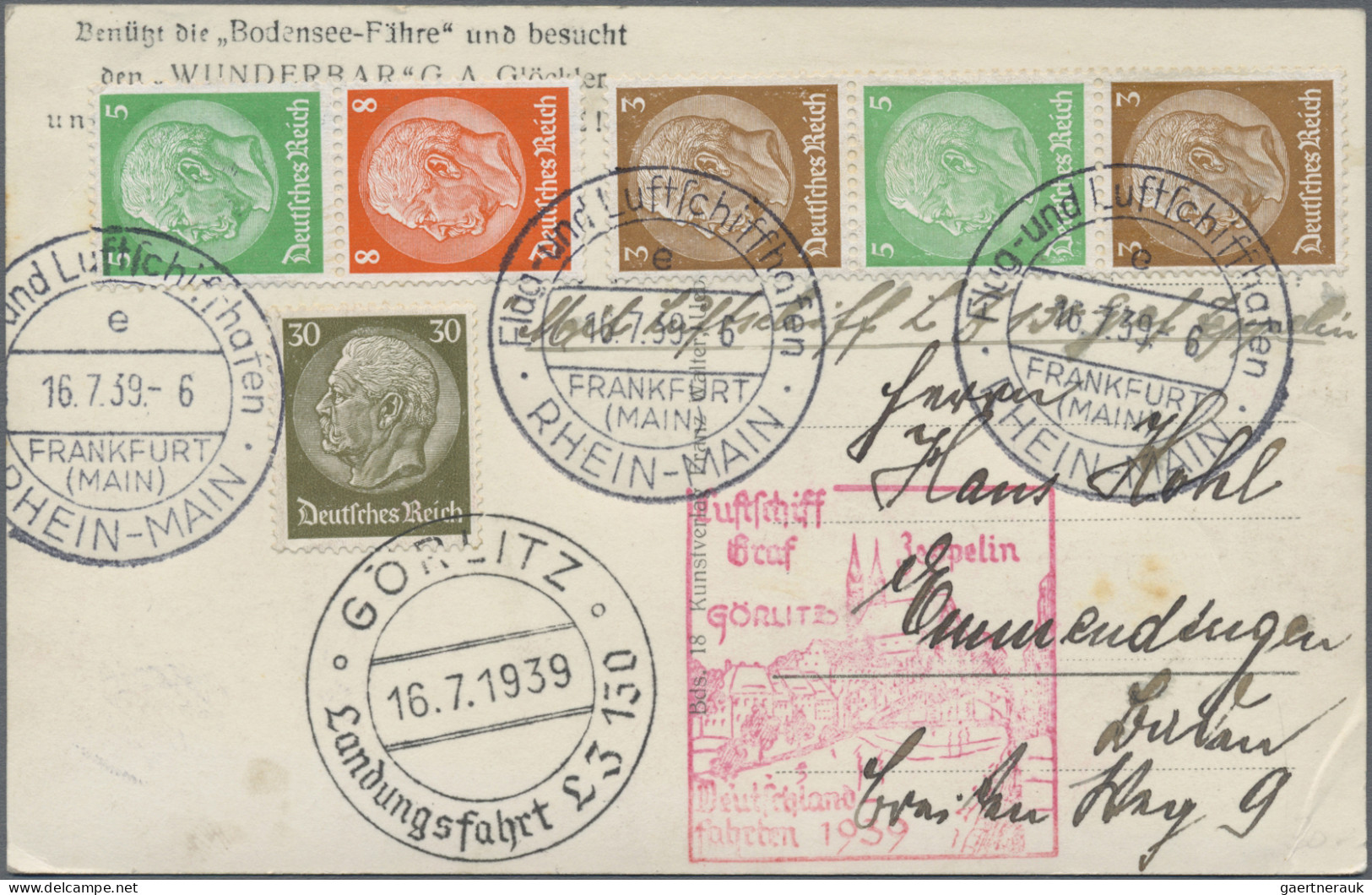 Air Mail - Germany: 1925/1955, Kleines Lot Von 4 Karten Und Zwei Briefen, Dabei - Poste Aérienne & Zeppelin