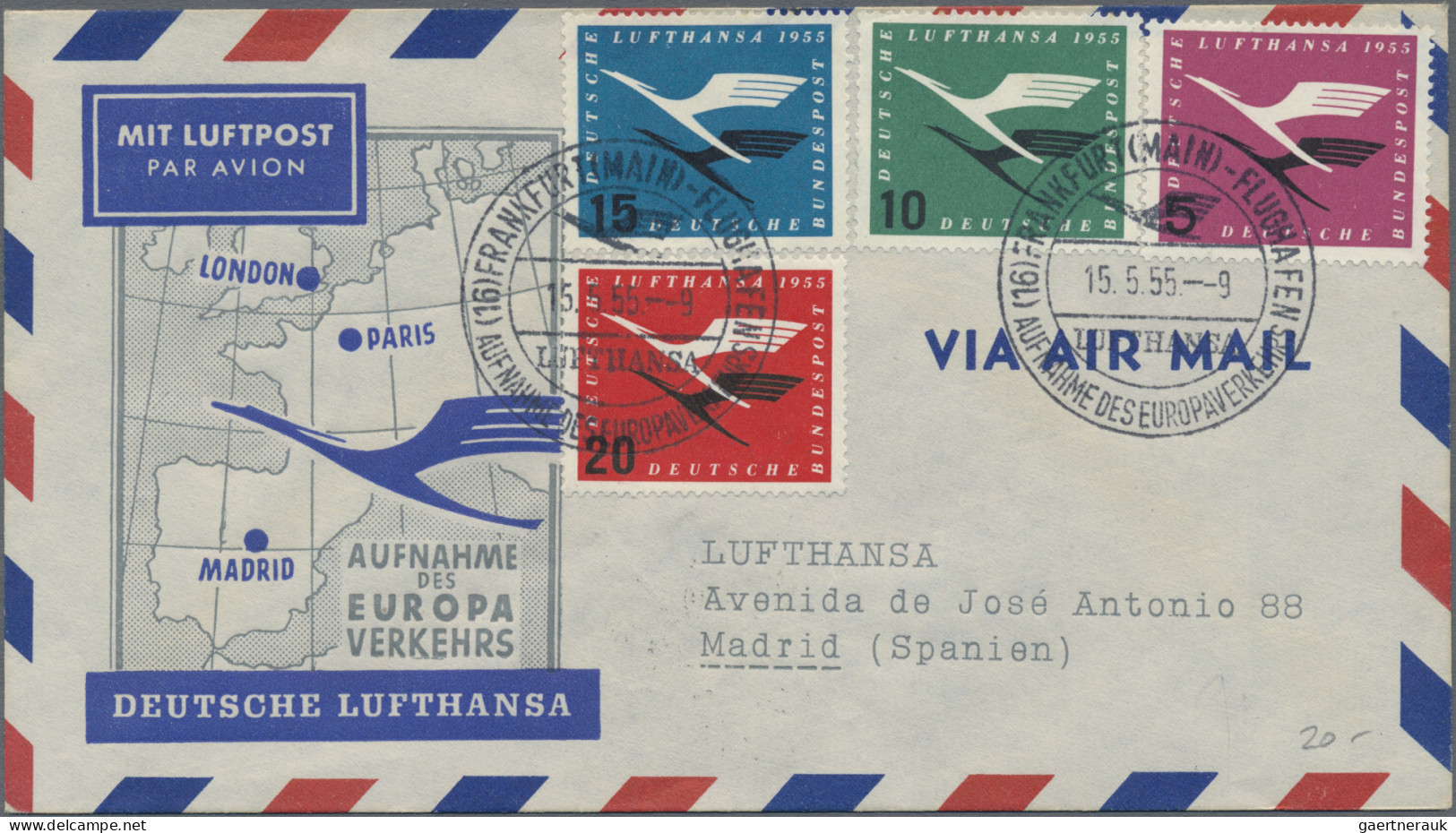 Air Mail - Germany: 1925/1955, Kleines Lot Von 4 Karten Und Zwei Briefen, Dabei - Luft- Und Zeppelinpost