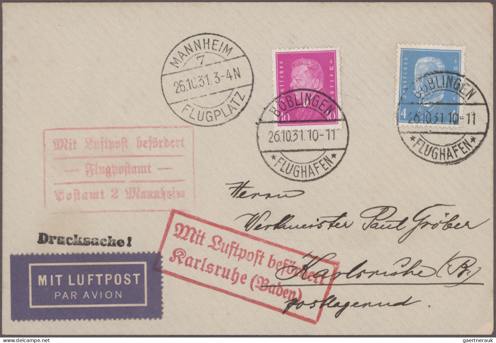 Air Mail - Germany: 1925/1970 ca., ein Karton voller Flugpostbelege mit einigen