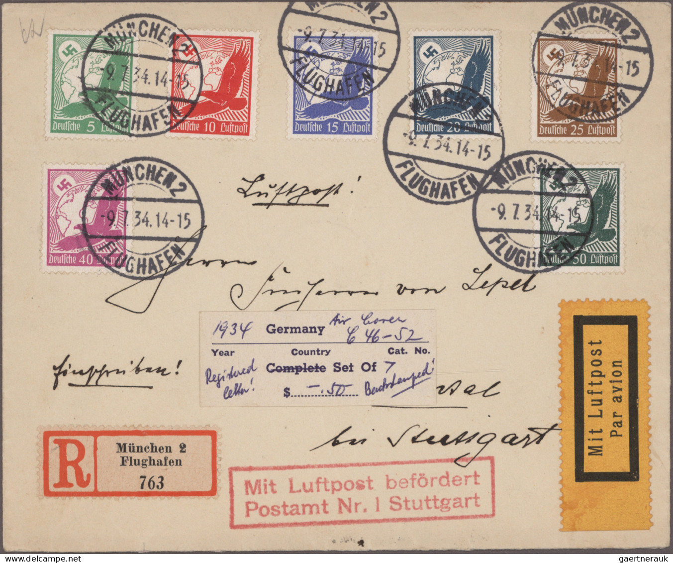 Air Mail - Germany: 1928/1942, Gruppe Von 12 Briefen Und Postkarten Befördert Mi - Correo Aéreo & Zeppelin