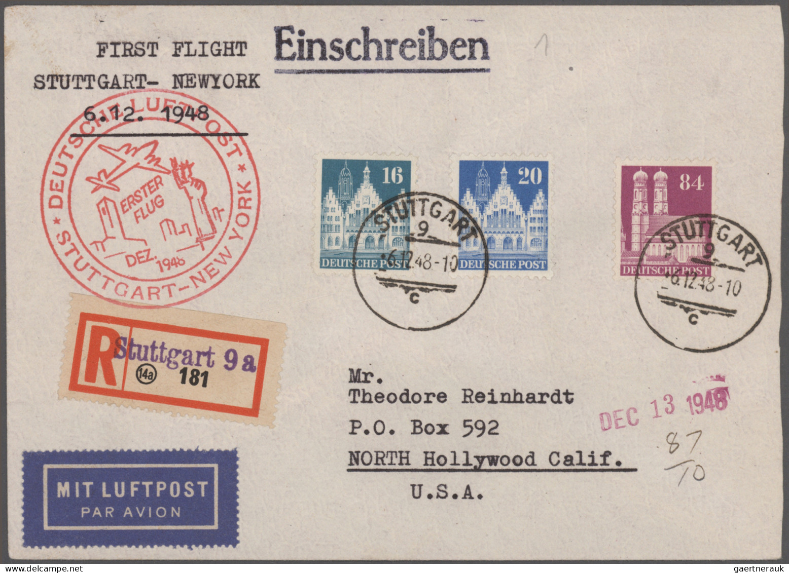 Air Mail - Germany: 1948/1951, Posten Mit über 50 Belegen Mit Den Ersten Nachkri - Luchtpost & Zeppelin