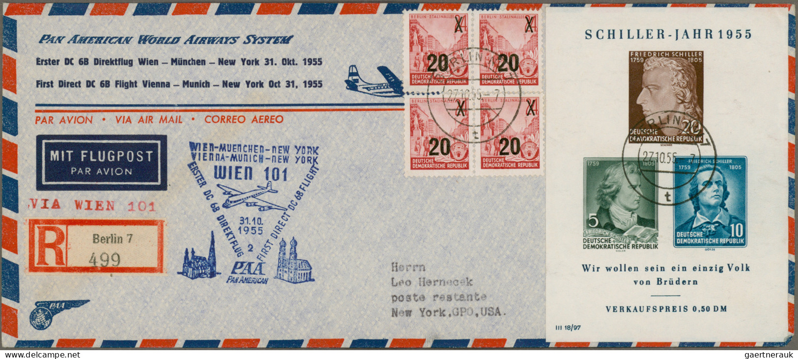 Air Mail - Germany: 1950/1972, DDR, Interessanter Posten Mit Ca. 350 Meist Erstf - Airmail & Zeppelin