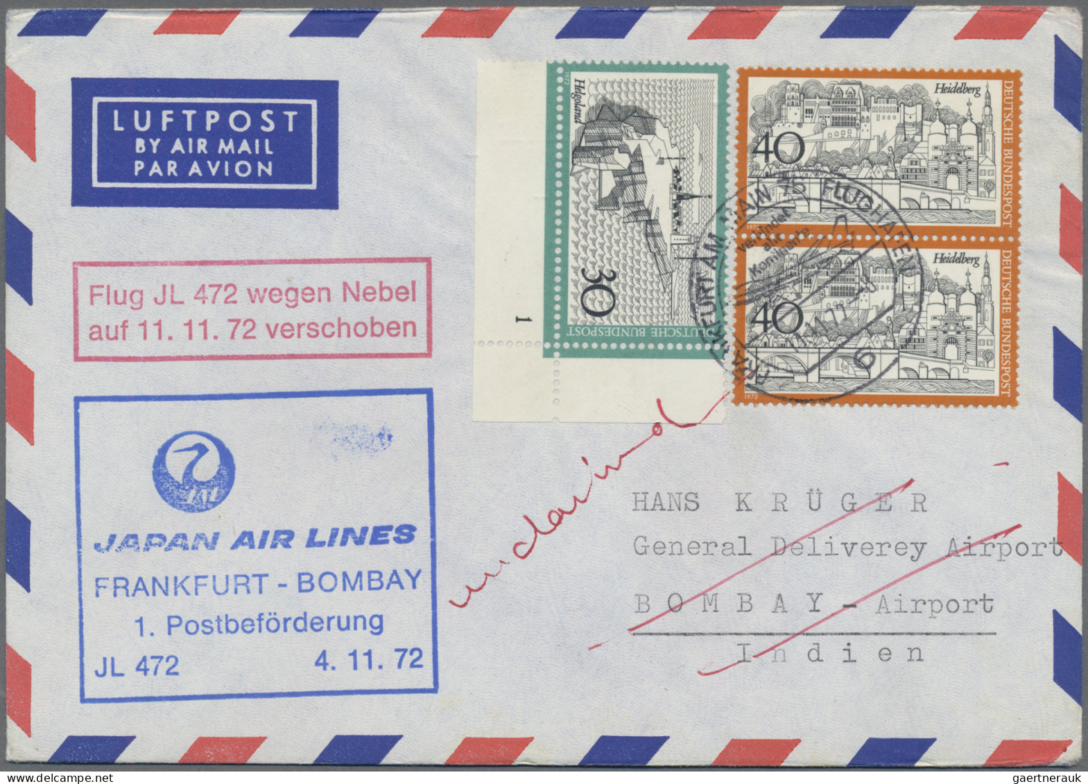 Air Mail - Germany: 1956/1990, Vielseitiger Posten Von Ca. 460 Briefen Und Karte - Poste Aérienne & Zeppelin