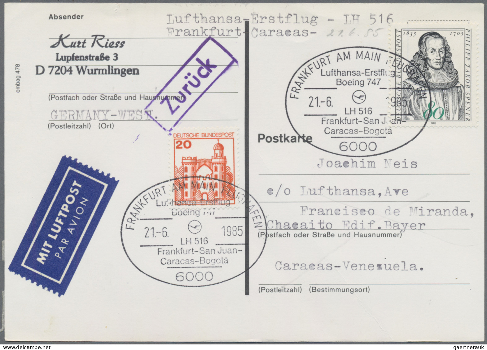 Air Mail - Germany: 1956/1990, Vielseitiger Posten Von Ca. 460 Briefen Und Karte - Luchtpost & Zeppelin
