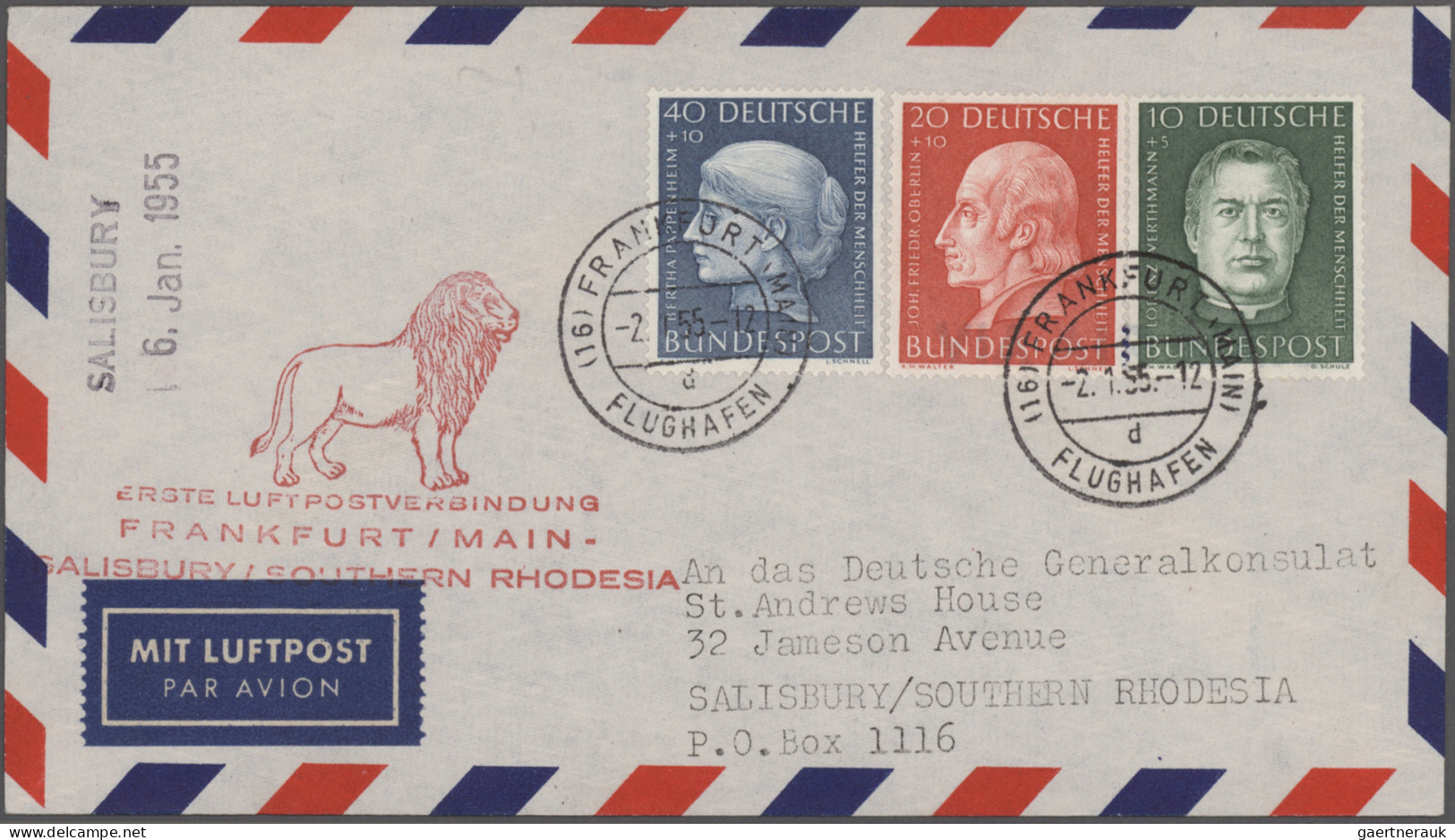 Air Mail - Germany: 1959/1958, Interessanter Sauberer Posten Für Den Luftpost-Sp - Luft- Und Zeppelinpost