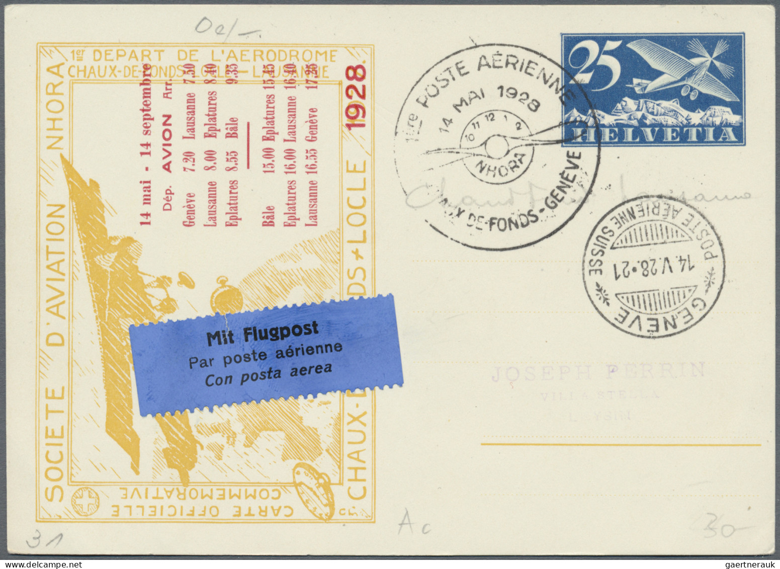 Airmail - Europe: 1924/1990 (ca): 6,700 First Flight Covers Switzerland. ÷ Ab 19 - Sonstige - Europa