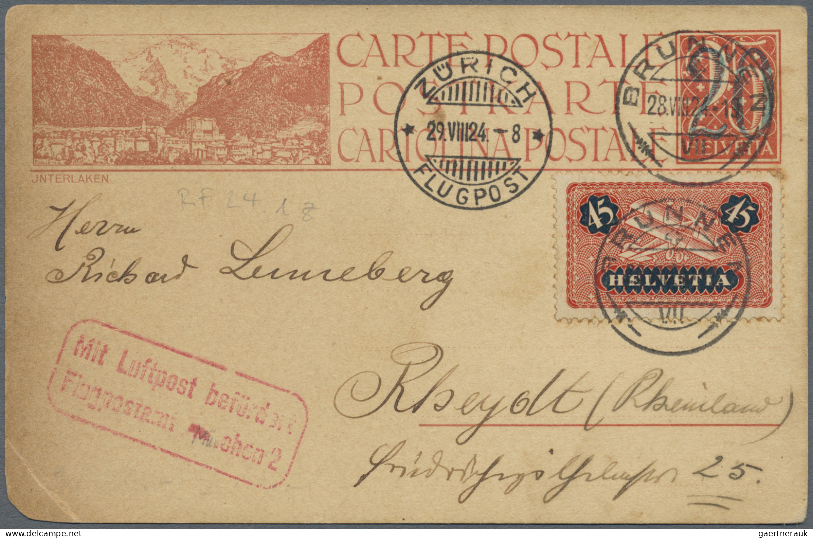 Airmail - Europe: 1924/1990 (ca): 6,700 First Flight Covers Switzerland. ÷ ab 19