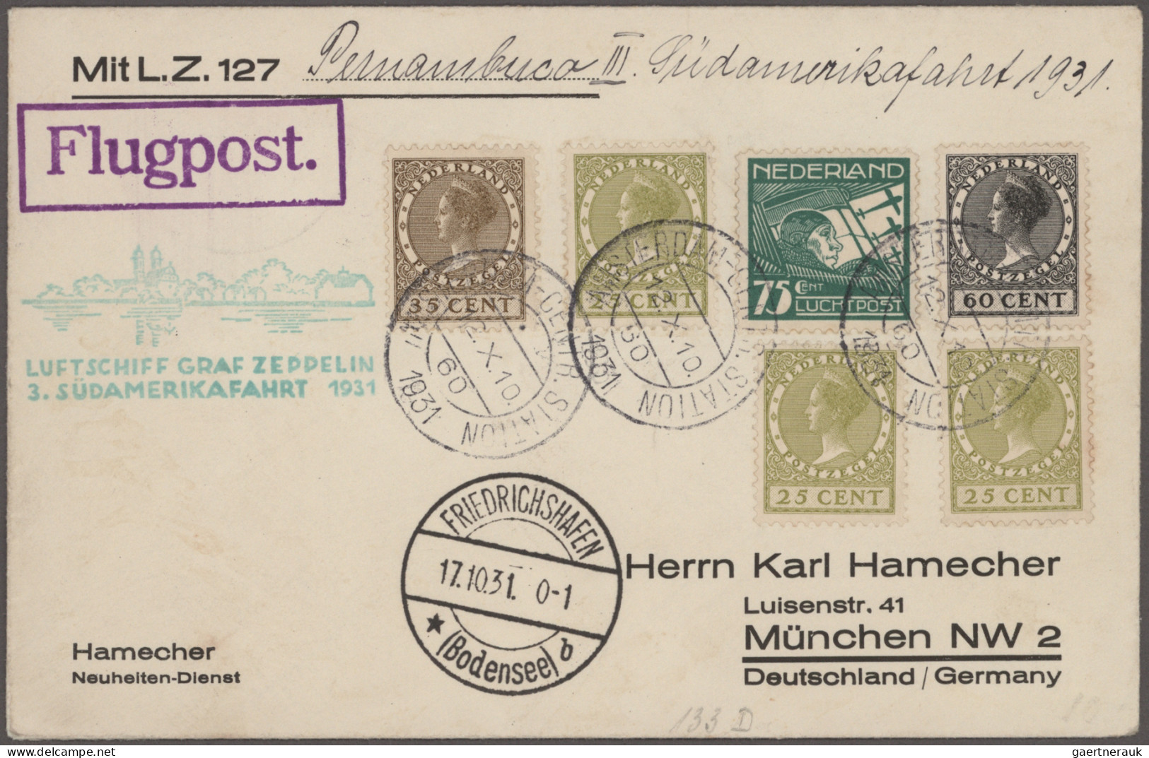 Airmail - Europe: 1928/1951, NIEDERLANDE, Lot Mit 14 Luftpostbriefen, Meist Erst - Sonstige - Europa