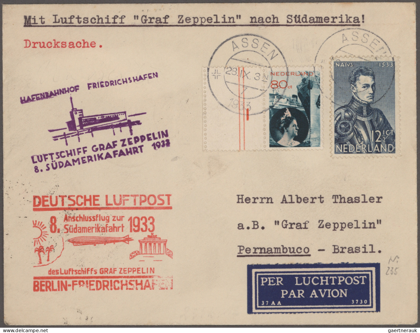 Airmail - Europe: 1928/1951, NIEDERLANDE, Lot Mit 14 Luftpostbriefen, Meist Erst - Altri - Europa