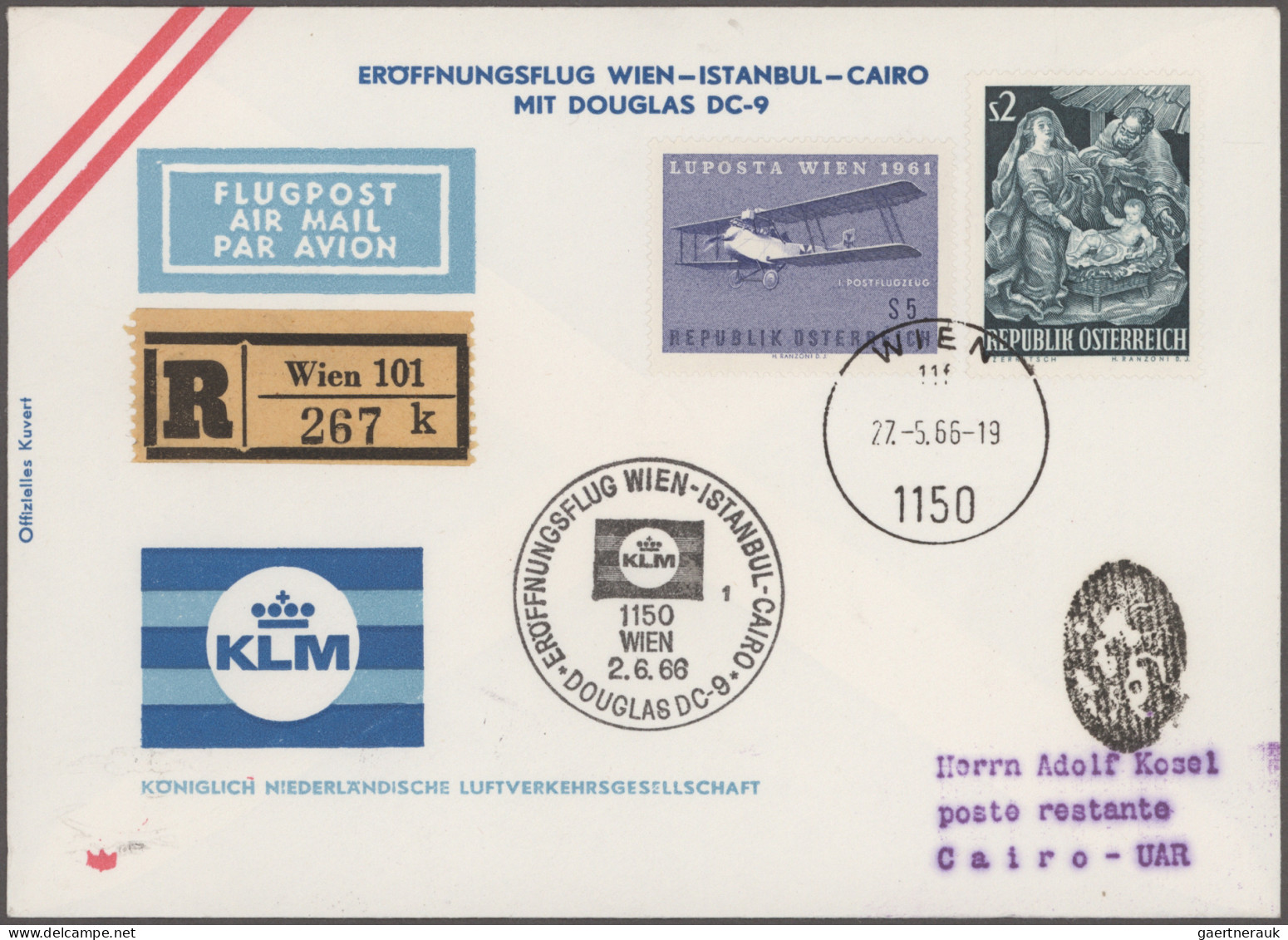 Airmail - Europe: 1946/1968, Sammlung von 156 Briefen und Karten von Eröffnungs-