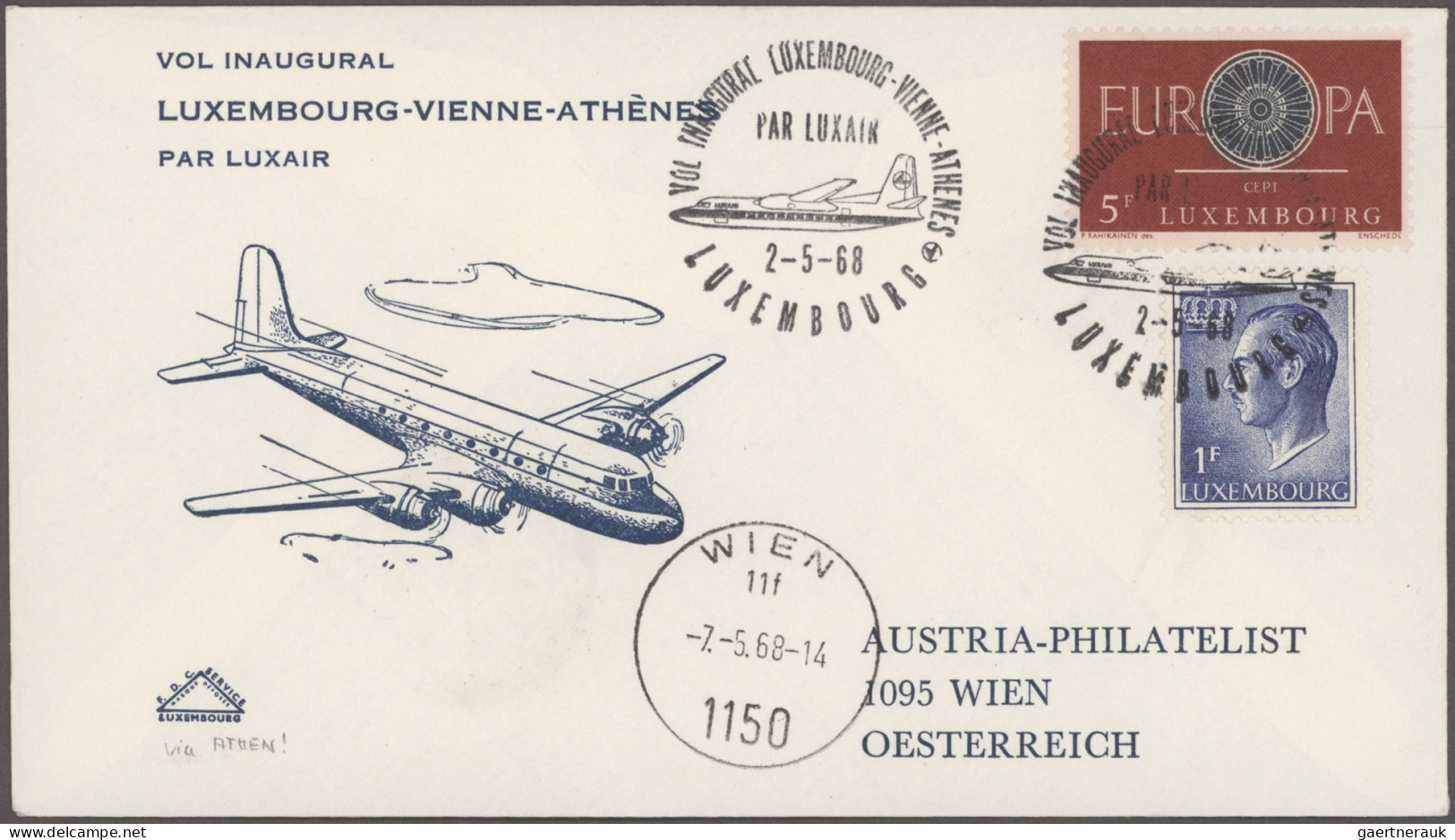 Airmail - Europe: 1946/1968, Sammlung von 156 Briefen und Karten von Eröffnungs-