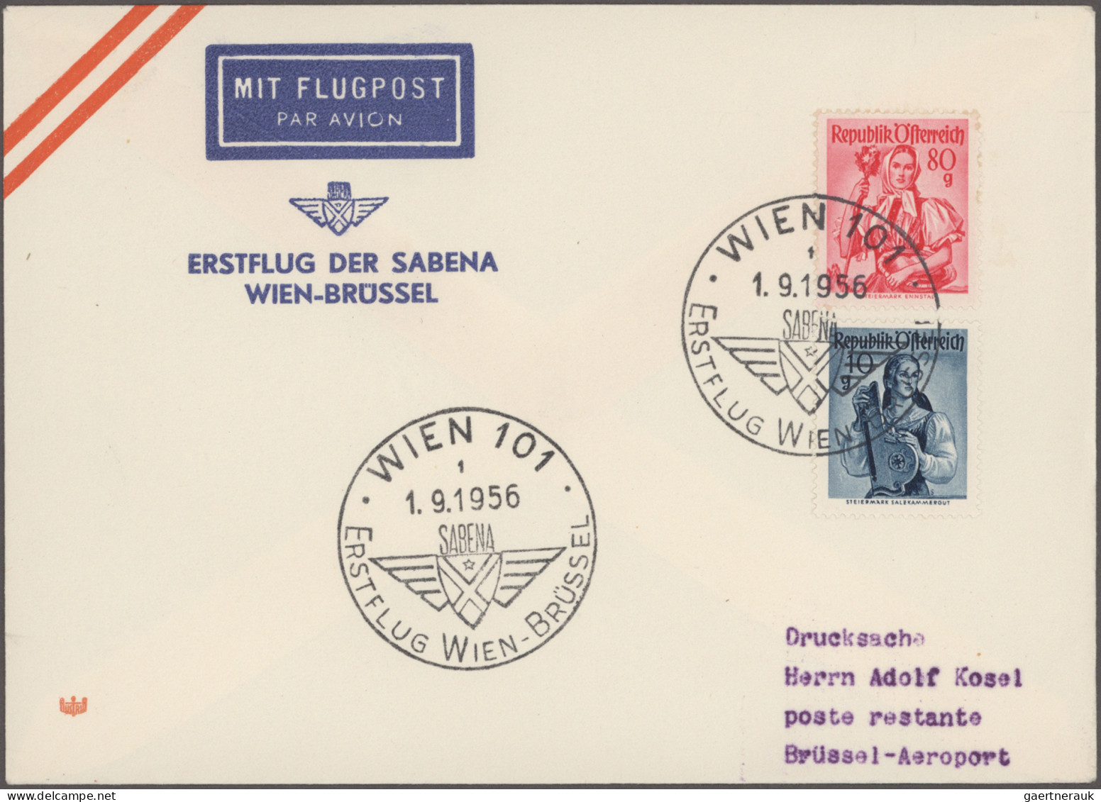 Airmail - Europe: 1946/1968, Sammlung von 156 Briefen und Karten von Eröffnungs-