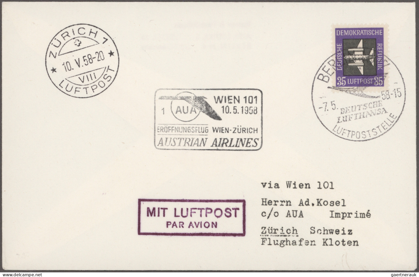 Airmail - Europe: 1958/1960, Sammlung Von 167 Briefen Und Karten AUSTRIA AIRLINE - Europe (Other)