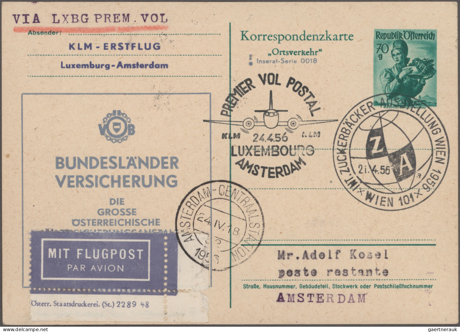 Airmail - Europe: 1958/1960, Sammlung von 167 Briefen und Karten AUSTRIA AIRLINE