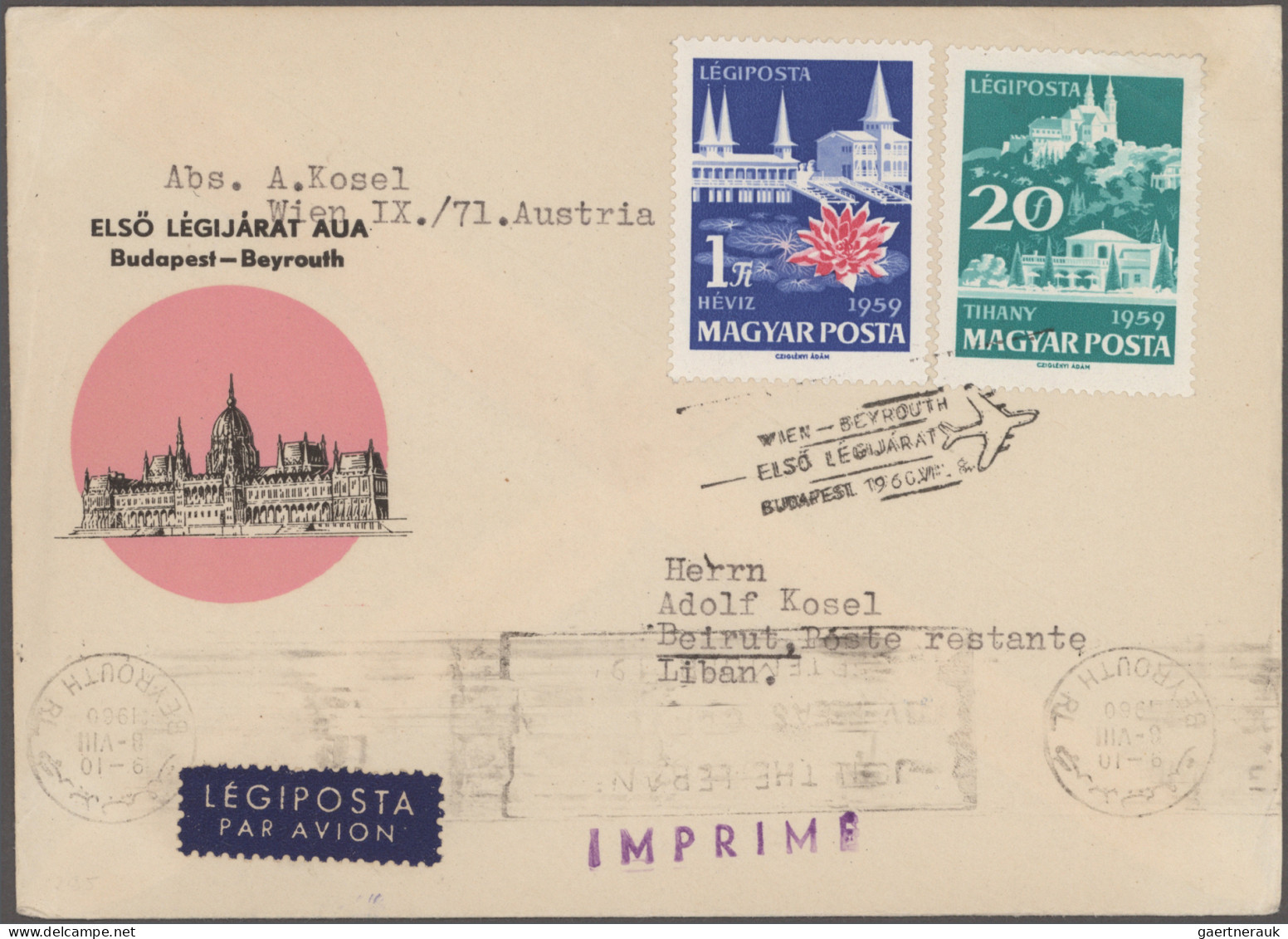 Airmail - Europe: 1958/1960, Sammlung von 167 Briefen und Karten AUSTRIA AIRLINE