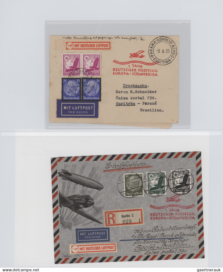 Skid Flight Mail: 1929/1937, Nord- Und Südatlantik, 1 Jahr Dt.Postflug Europa-Sü - Poste Aérienne & Zeppelin
