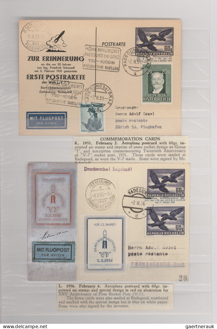 Rocket Mail: 1951/1979, ROCKET FLIGHTS/SCHMIEDL, Collection Of 37 Covers/cards, - Other & Unclassified