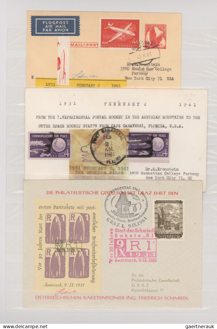 Rocket Mail: 1951/1979, ROCKET FLIGHTS/SCHMIEDL, Collection Of 37 Covers/cards, - Other & Unclassified