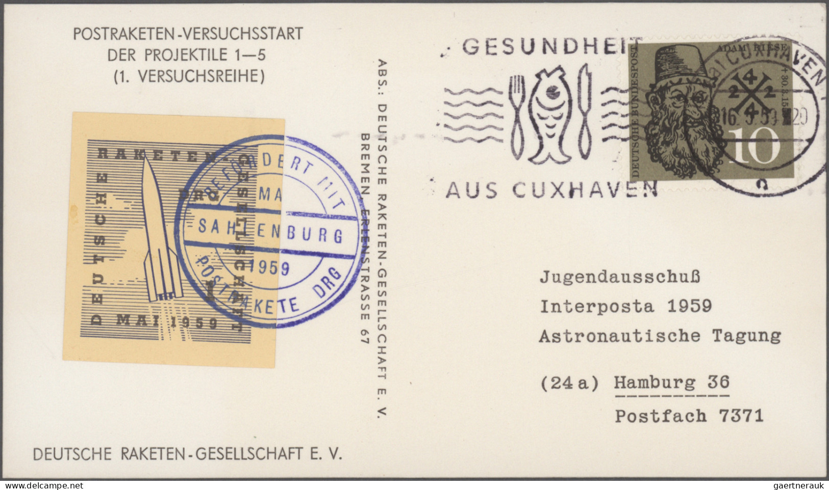 Rocket Mail: 1960, Posten Raketenpost Und Erstflüge Lufthansa Mit Marken, Signie - Autres & Non Classés