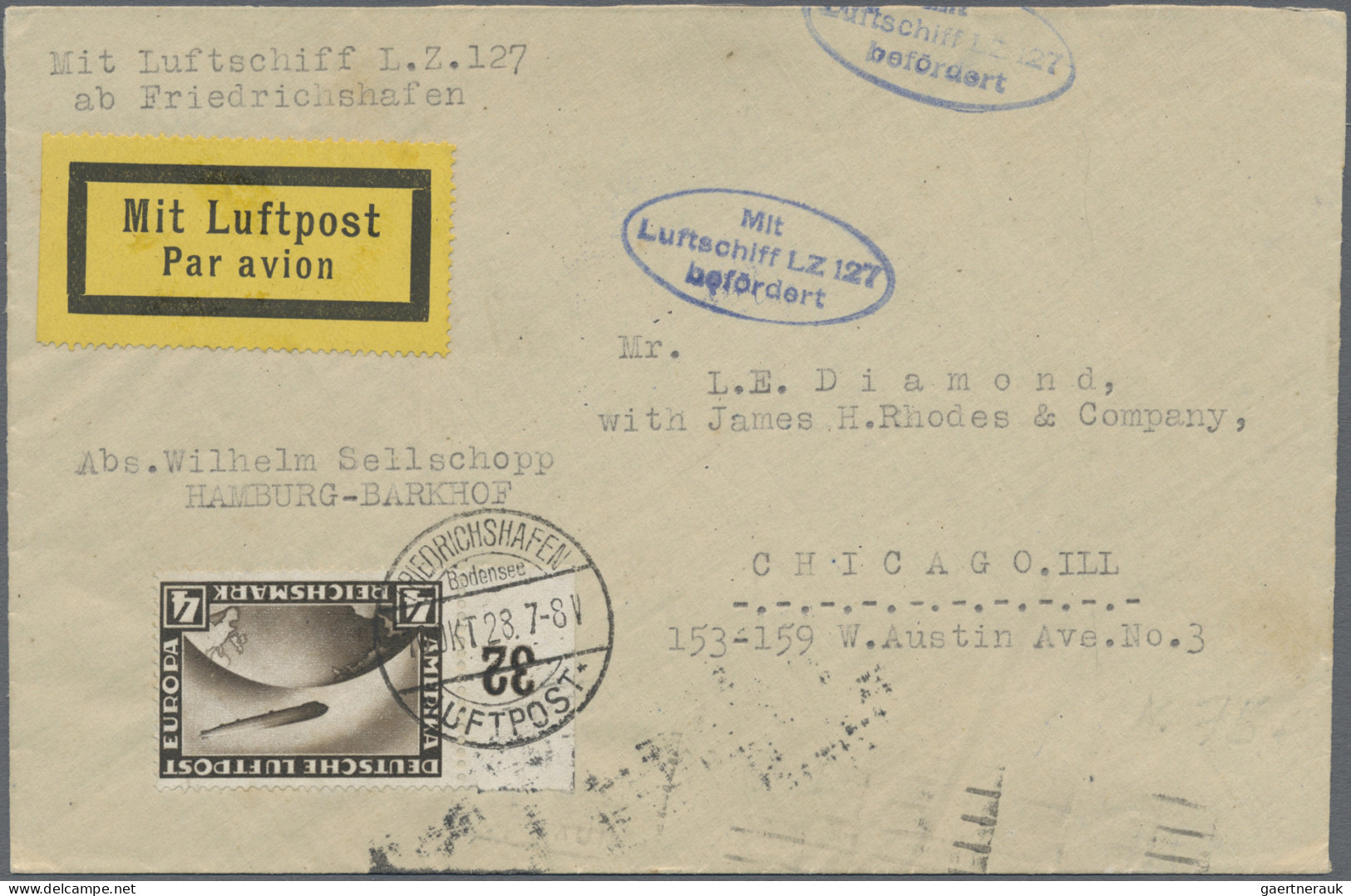 Zeppelin Mail - Germany: 1909/1939 Sammlung von über 50 Zeppelinbelegen, Ansicht