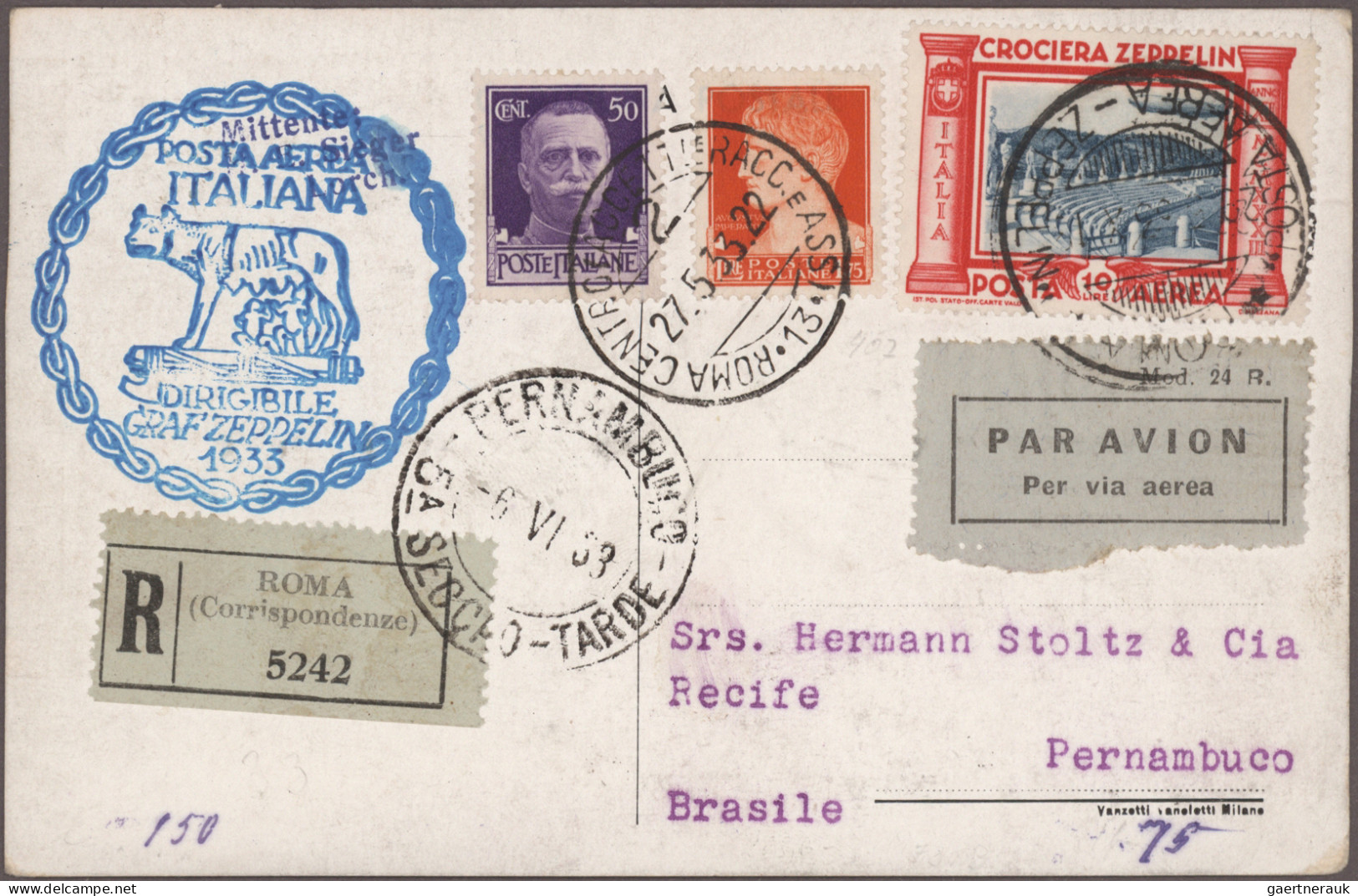 Zeppelin Mail - Germany: 1929/1939, Umfangreiche interessante Sammlung mit ca. 4