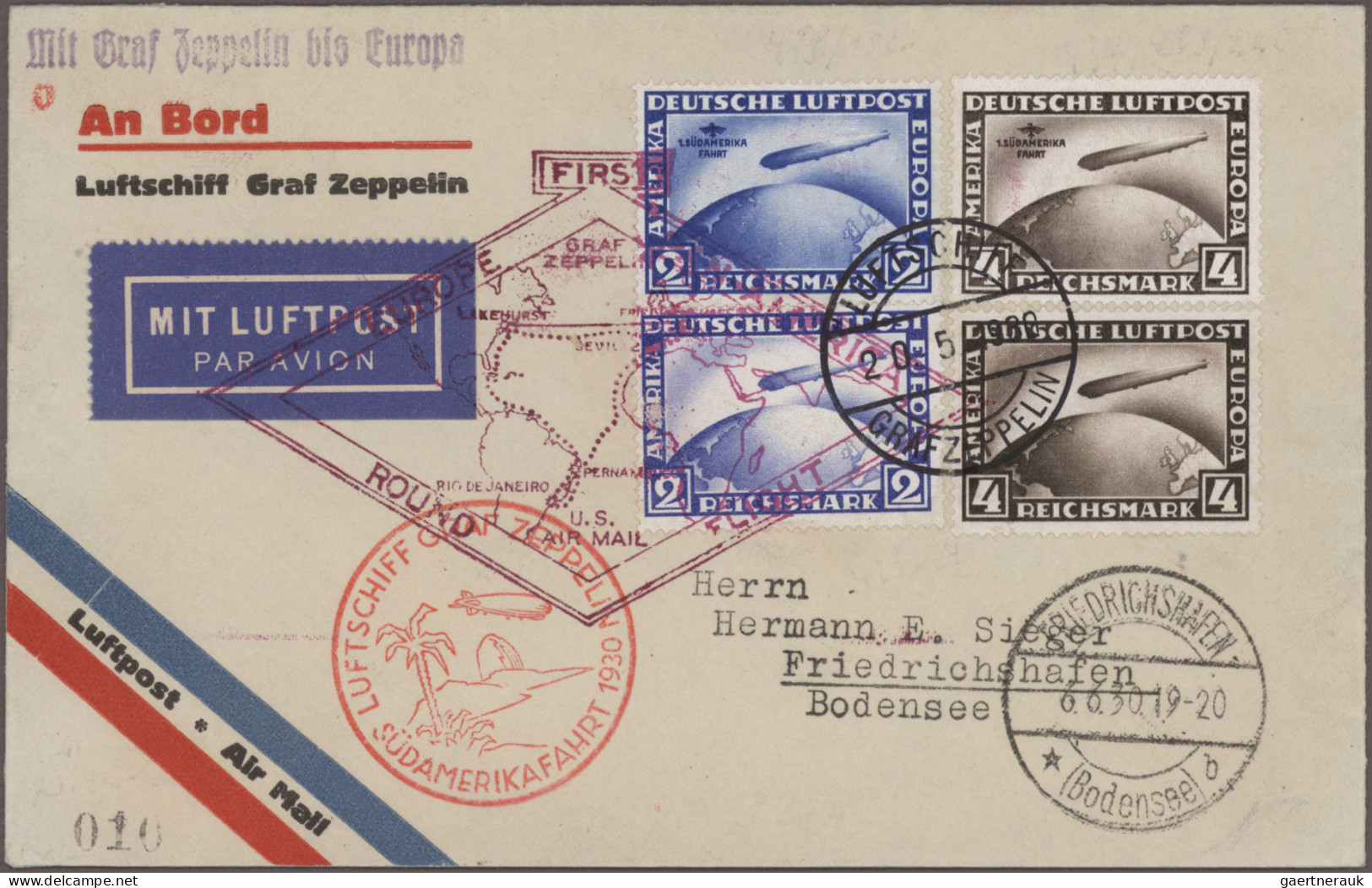 Zeppelin Mail - Germany: 1929/1939, Umfangreiche interessante Sammlung mit ca. 4